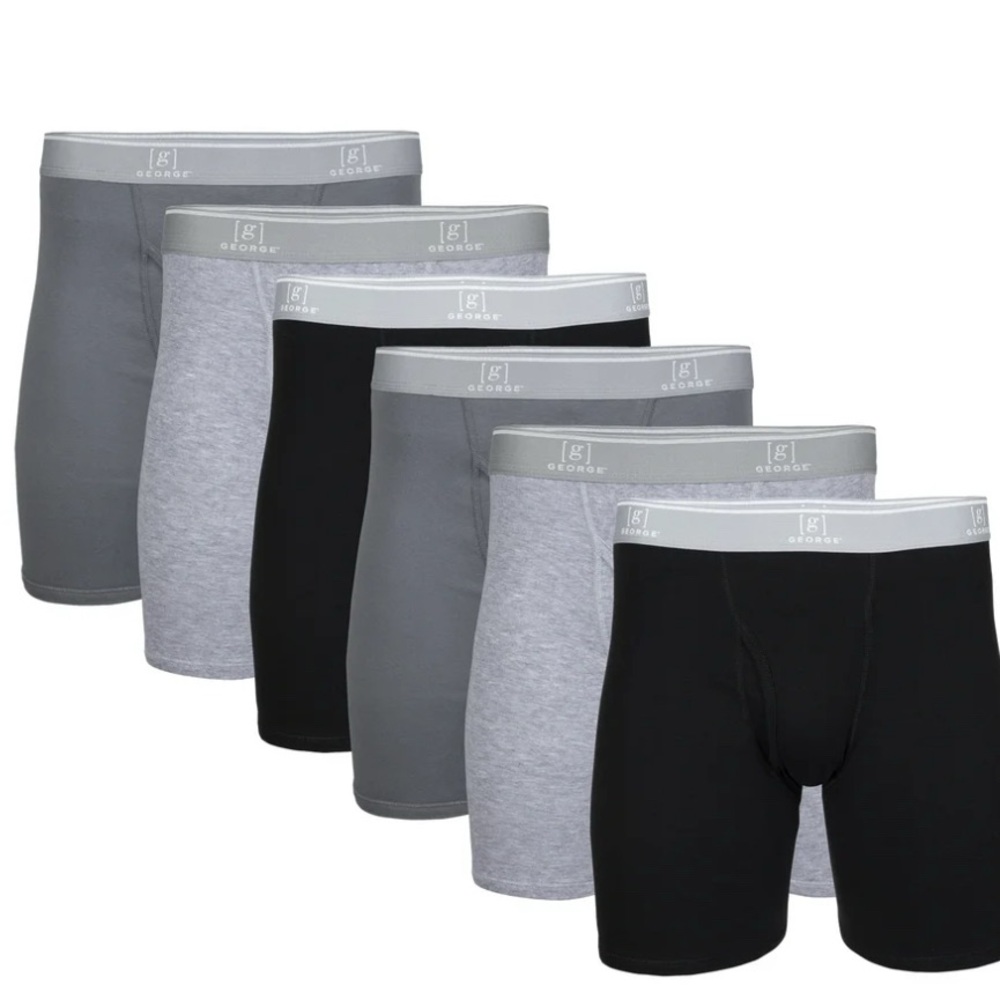 George Men's Boxer Briefs 6 Pack - Black, Gray, Blue
